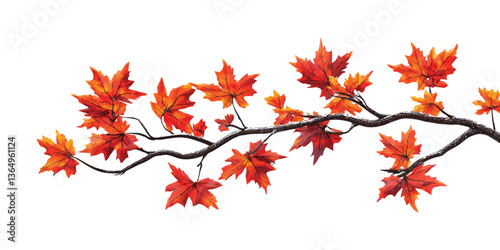 A vector illustrtion tree branch with autumn leaves against a white background