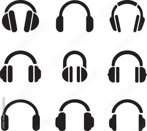 Headphone icon set. earphone icon set. Headphone. Earphone.