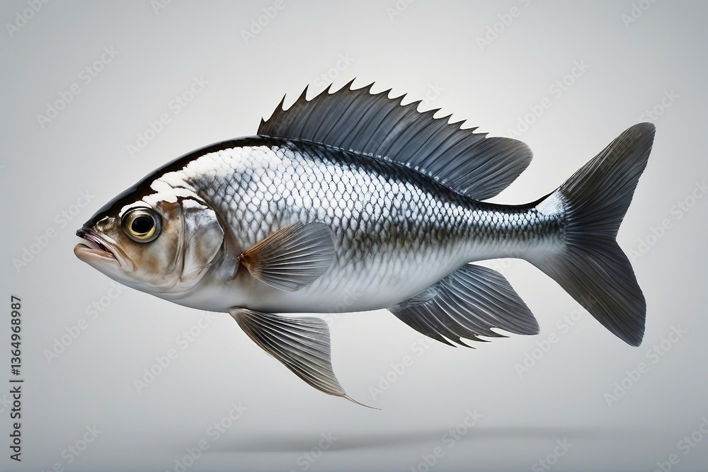 Obraz premium Majestic Crucian Carp Fish, Captured in Fine Detail to Highlight Its Beautiful Colors and Movement. Generative AI
