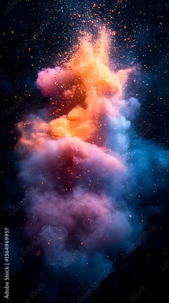 Obraz premium Vibrant Swirling Smoke Clouds in Orange Pink and Blue