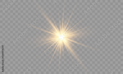 Realistic light burst with shining sun rays, bright glow effect in the top corner, transparent background, white illumination beams spreading, natural sunlight overlay, elegant radiance for creative	
