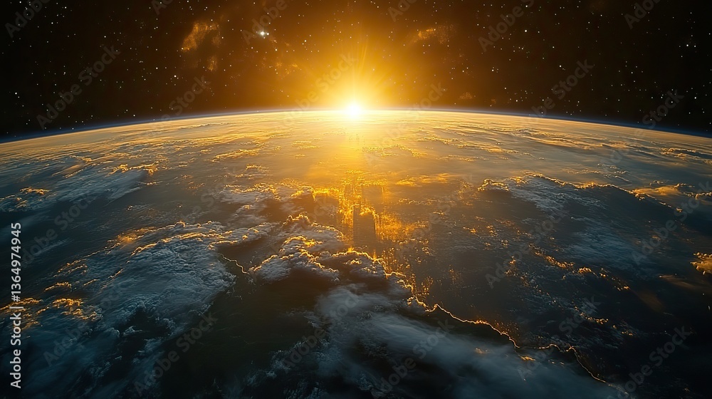 Earth rotates in space, Africa and Europe visible, amidst countless stars. Earth rotates in space, Africa and Europe visible, amidst countless stars.