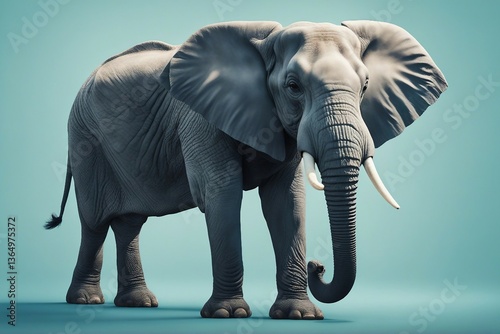 Stunning Elephant Image with a Calm Light Blue Background. Generative AI