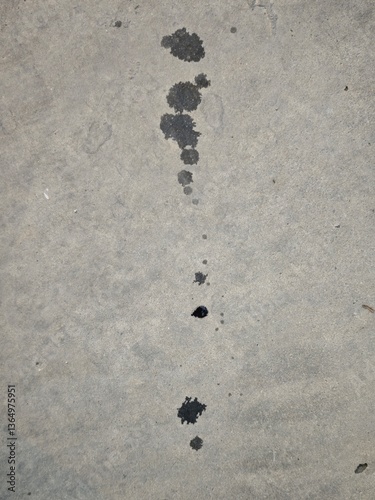 Oil stains on the concrete floor