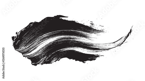 Stock image of creative brush strokes on white background.  Black brush Stock on isolated background. Abstract black brush stroke on white background with colorful oil paint.

