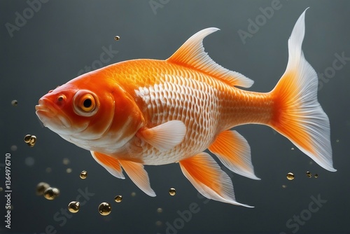 Elegant Goldfish Isolated on White Background. Generative AI