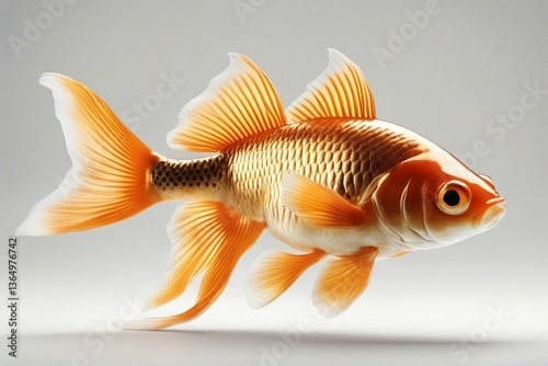 Elegant Goldfish Isolated on White Background. Generative AI