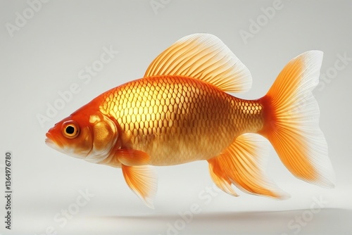 Elegant Goldfish Isolated on White Background. Generative AI
