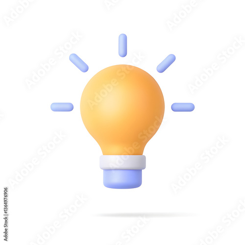 A bright, cheerful lightbulb symbolizing a brilliant idea, bursting with innovation and creative energy, rendered in smooth pastel yellow and blue tones.
