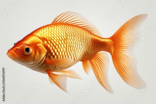 Elegant Goldfish Isolated on White Background. Generative AI