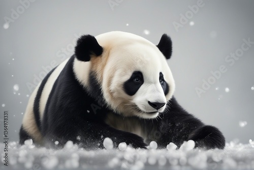 Stunning Close-Up Photography of a Playful Panda in Its Natural Habitat. Generative AI