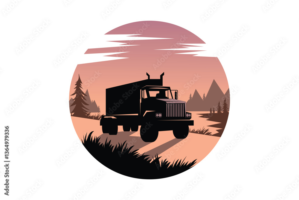 Fototapeta premium Big truck art silhouettes vector with white background