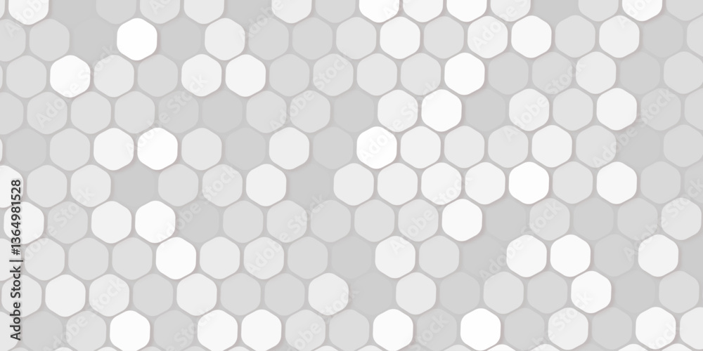 Abstract white hexagon background vector design. Retro geometric hexagon seamless pattern.