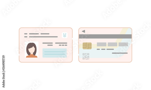 本人確認用マイナンバーカード表裏のベクターアイコンセット（フラットデザイン）