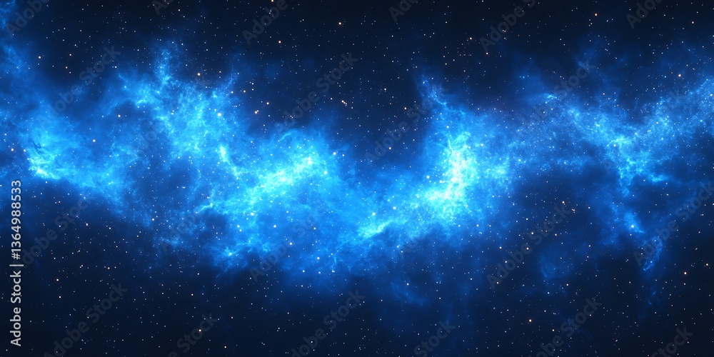 Naklejka premium A Bright Blue Nebula Illuminated Amongst Distant Sparkling Starfields