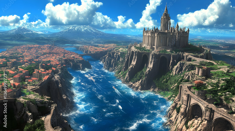 Fototapeta premium a large medieval fantasy tower house, five floors 