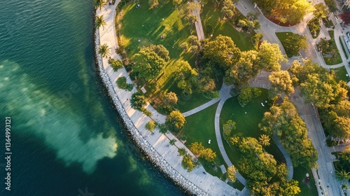 Obraz na płótnie Aerial Image of Edgewater Miami - Scenic View of Margaret Pace Park from Up High w salonie