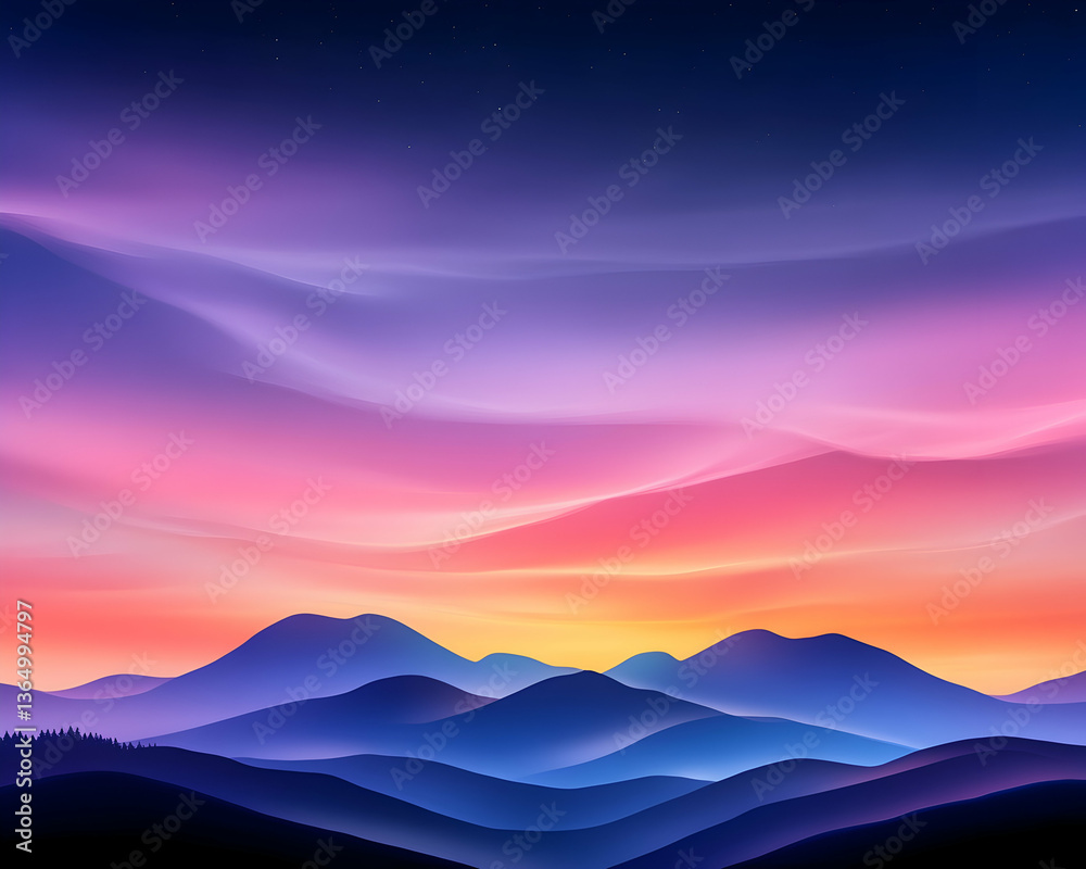 Fototapeta premium Colorful mountain sunset