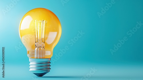Glowing light bulb against a vibrant turquoise background representing the spark of innovation creative problem solving and groundbreaking ideas