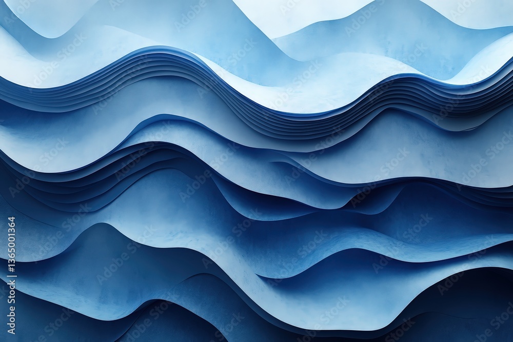 Fototapeta premium Minimalist Design Showcasing a Gradient of Blues in a Serene Interior Space With Smooth Textures and Natural Light Creating a Calming Atmosphere