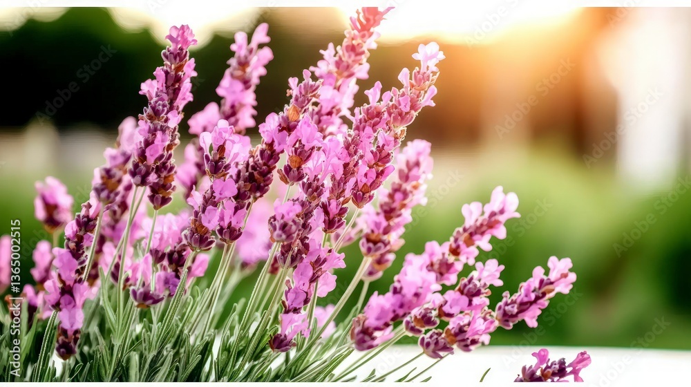 Obraz premium Blooming Lavender Field Tranquil Purple Flowers in Sunlight