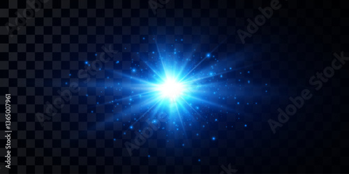 
Ice light.Blue glow.Blue star on a transparent background.