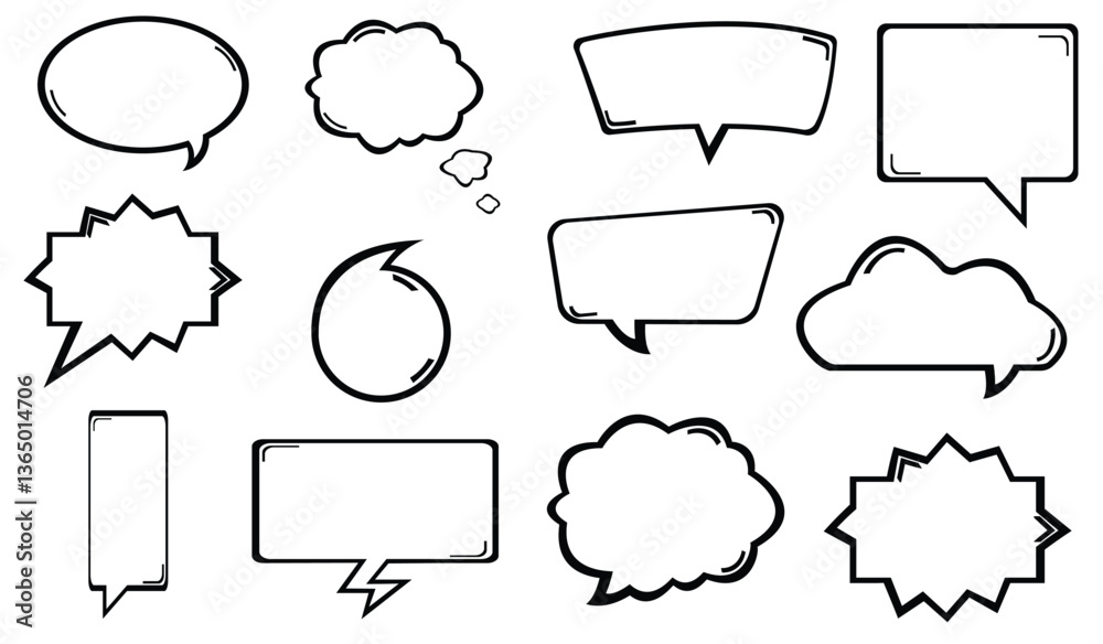 Fototapeta premium Hand-Drawn Speech Bubble Set – Vector Comic Chat and Thought Balloons Collection