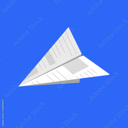 Paper plane 3d icon illustration, white paper folded into shape on light blue backdrop. paper airplane icon symbols. online social, event, education, learning, creative vision concept. 