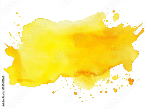 Soft Yellow Watercolor Clip Art with Golden and Amber Tones on White Background