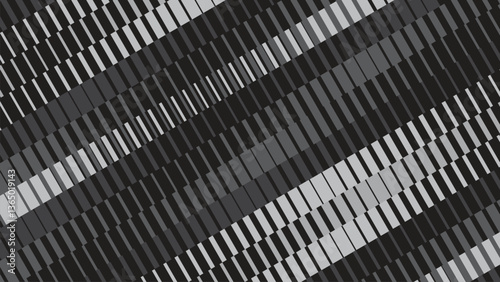 Metal Abstract Monochrome Black Lined Background Illustration. Dynamic Shaped Minimal Style Backdrop For Video Motion 