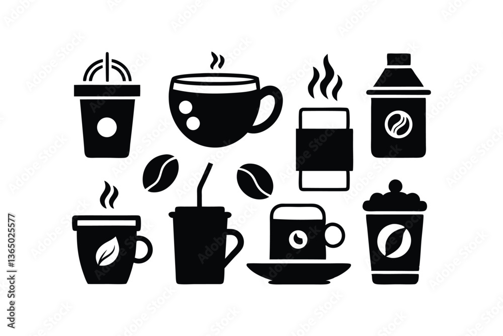Tea Cup and Coffee Mug Beverage Icon Set Vector Design Tea Cup and Coffee Mug Beverage Icon Set Vector Design