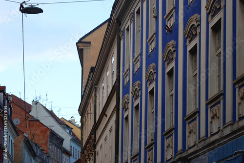 Obraz na płótnie Colorful historic buildings in central Zagreb, Croatia. w salonie
