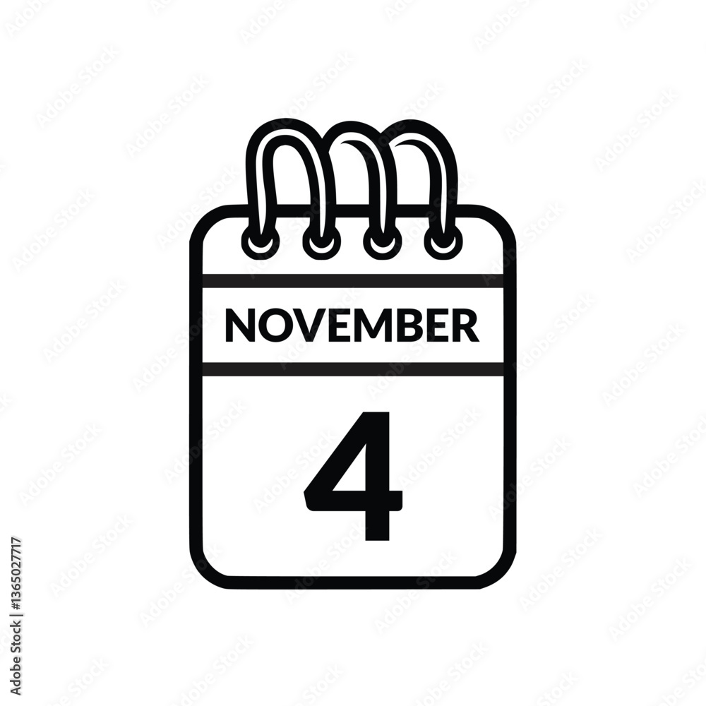 November 4 Calendar icon vector illustration. November 4 Calendar icon vector illustration.