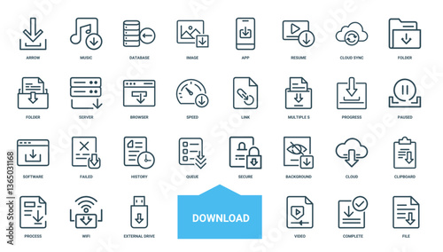 download symbol icons, arrows music notes databases images application symbols, paused progress failed software