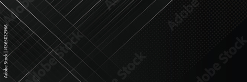 Dark deep black dynamic abstract vector background with diagonal lines. Modern creative halftone premium gradient.