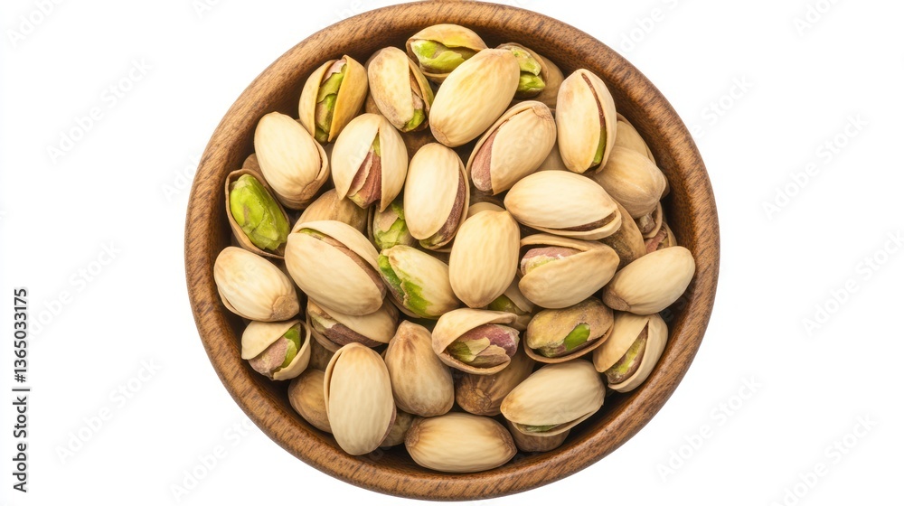 Pistachios in wooden bowl, close-up, healthy snack, food photography Pistachios in wooden bowl, close-up, healthy snack, food photography