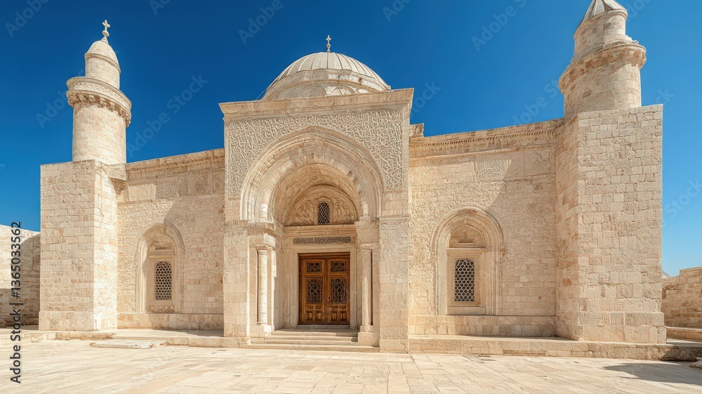 Obraz premium Ancient Stone Mosque under Clear Blue Sky