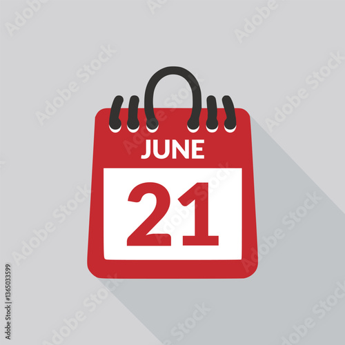 June 21 Calendar icon vector illustration.