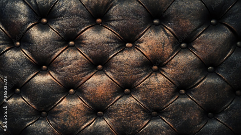 Obraz premium Detailed close up of a tufted brown leather surface
