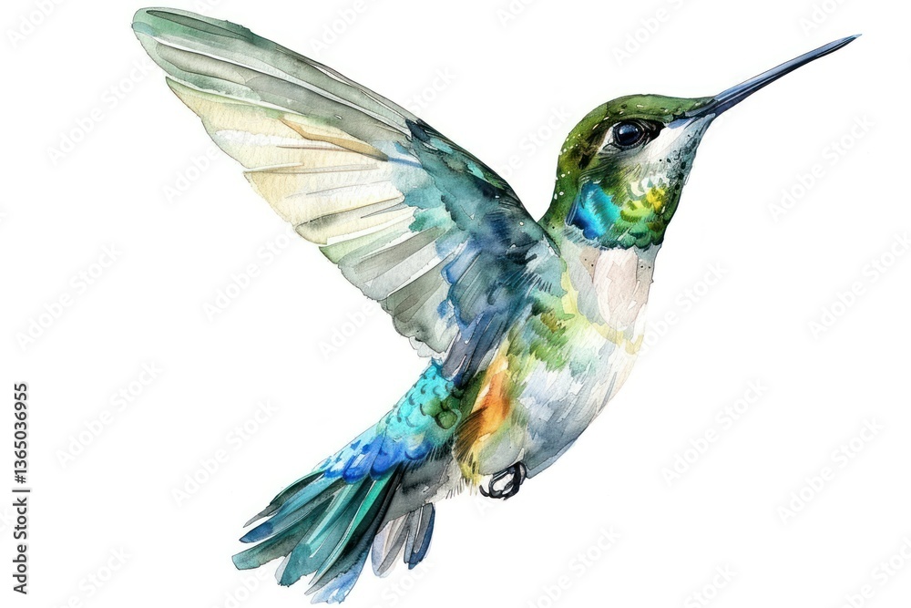 Obraz premium Watercolor hummingbird animal.