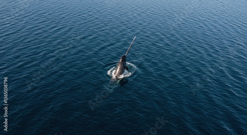 Narwhal Surfacing Ocean Aerial View Wildlife Photography