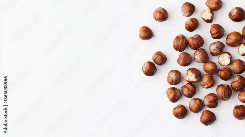 Hazelnuts scattered on white background (4) Hazelnuts scattered on white background (4)