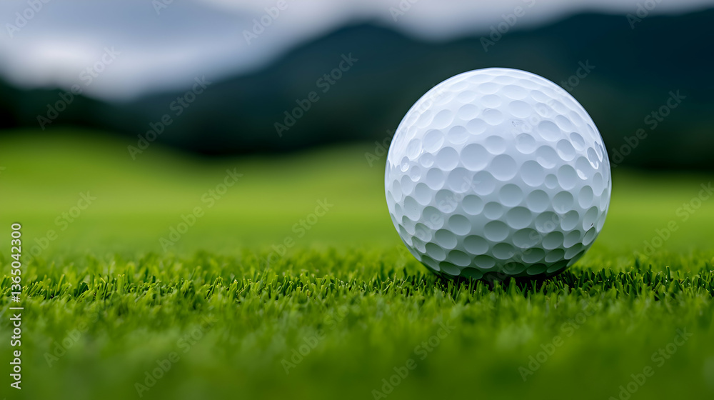 Obraz premium Golf Ball on Green Grass Golf Course