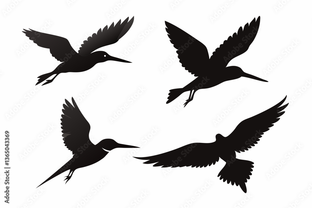 set of Kingfishers silhouette vector illustration set of Kingfishers silhouette vector illustration