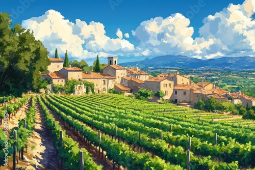 Chateauneuf Du Pape Village in the Vineyards of Provence photo
