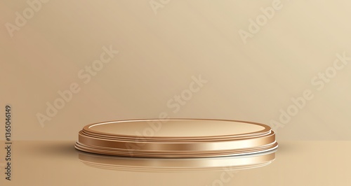 Elegant Gold Round Podium with Reflection for Product Showcase Design