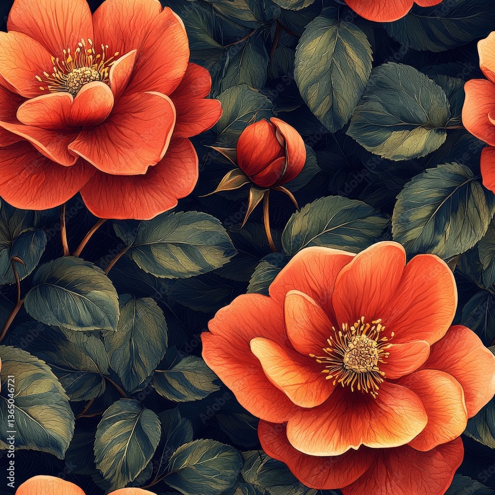 custom made wallpaper toronto digitalRose flower plant flora bloom botany seamless pattern ornament design