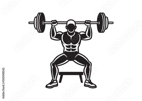 Weightlifting Bench Press silhouette vector
