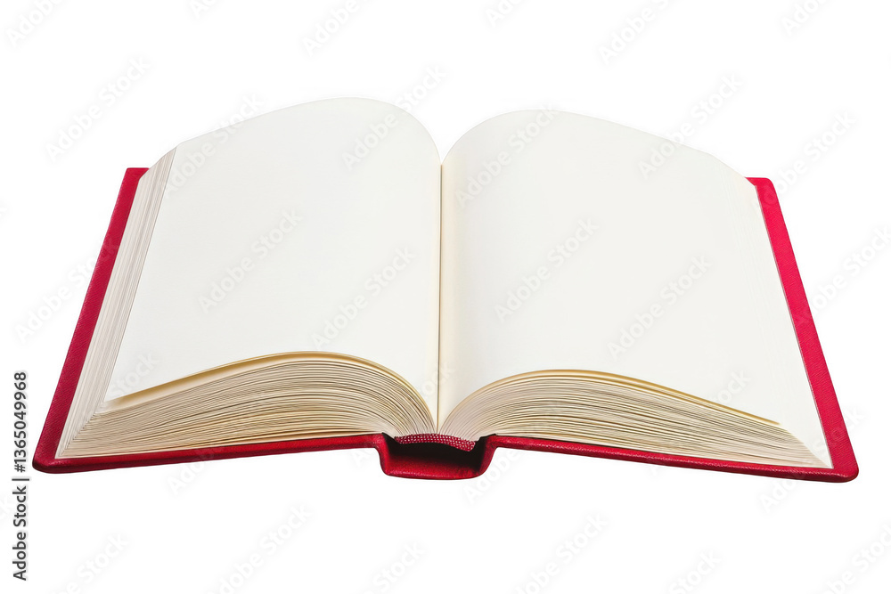 An open book with blank pages on a white background, with a red cover, png An open book with blank pages on a white background, with a red cover, png
