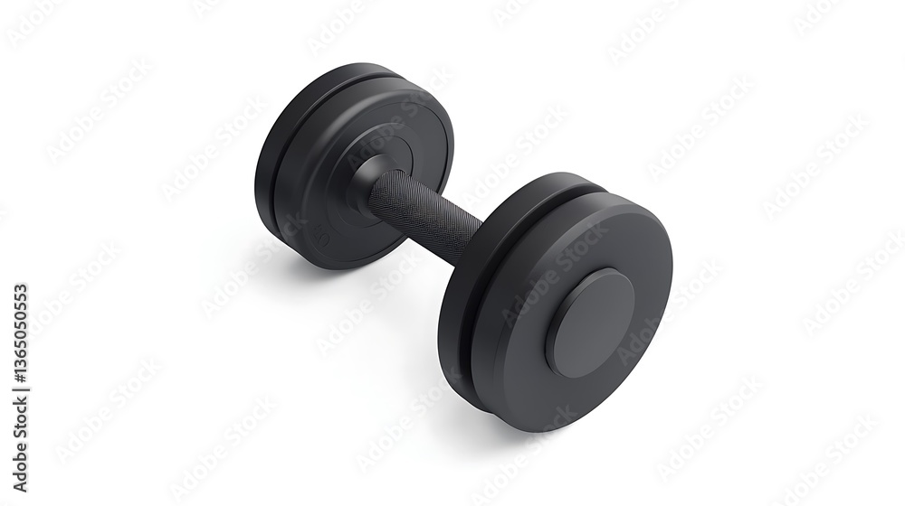 A black dumbbell with a silver handle A black dumbbell with a silver handle